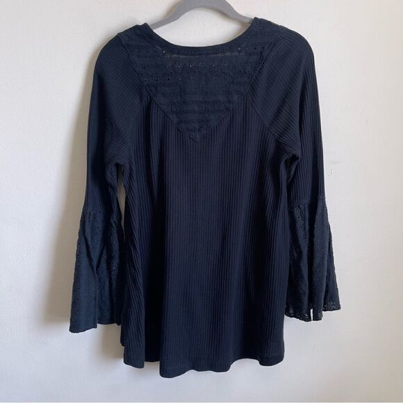 FREE PEOPLE Black Parisian Nights V Neck Top Medium - Picture 7 of 11
